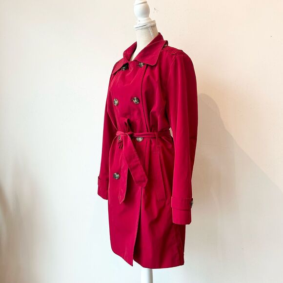 XL Red London Fog Belted Trench Coat - Picture 3 of 5
